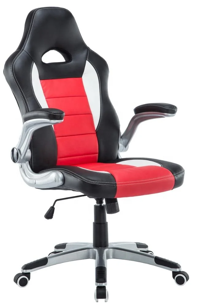 
Ergonomic Adjustable Gaming Chair, High-Back PU Leather Swivel Executive Office Chair with Flip-up Arms White 