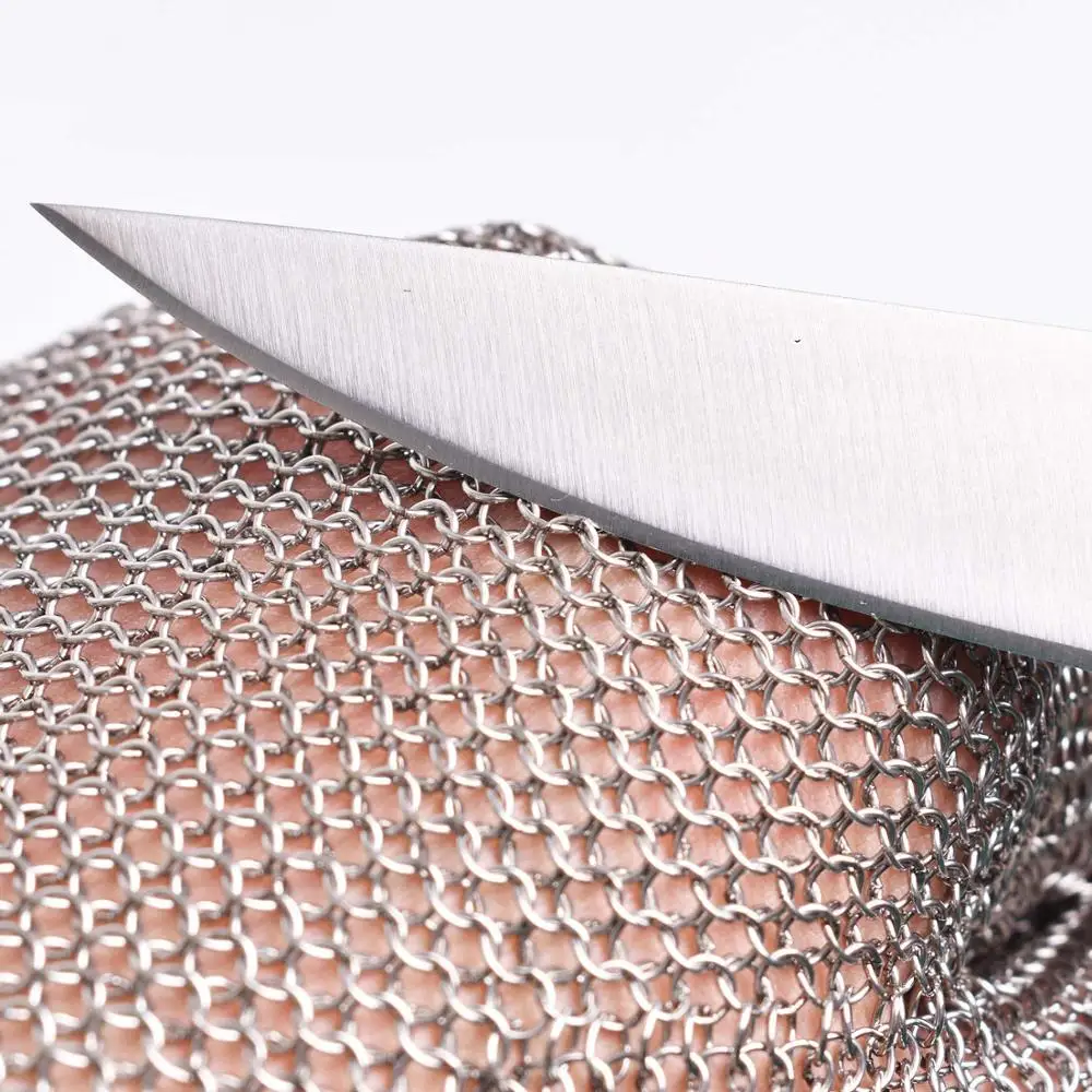 304L Chain Mail Stainless Steel 5-Finger Metal Mesh Cut-Resistant Gloves