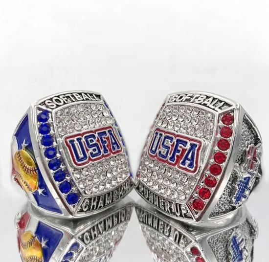 Hot sale black plated softball custom championship rings free 3D design