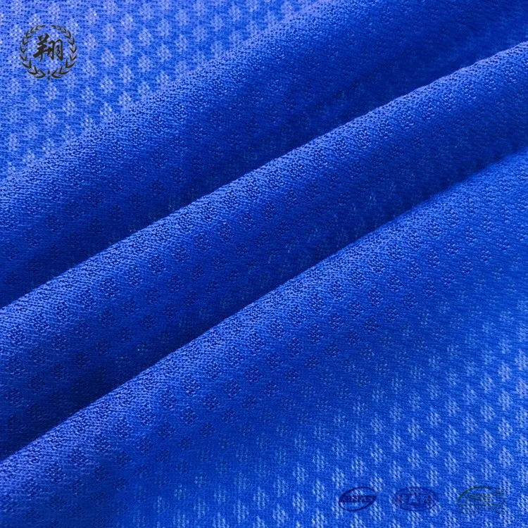 100% polyester rhombus Jacquard  mesh fabric warp knitting dry fit breathable fabric suit for sportswear