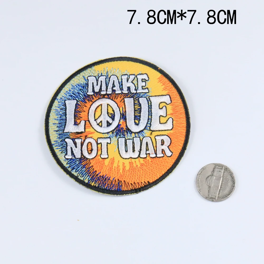 
Sewing Supplies Make Love Not War Letter Peace Sign Iron on Applique Sewing Fabric Patchwork DIY Embroidered Embellishments 