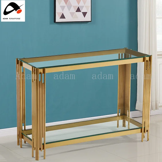 wholesale modern luxury french design style gold glass top console table