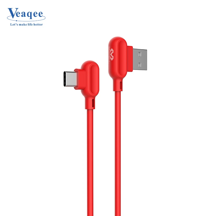 Veaqee Новое поступление 90 градусов двойной локоть TPE USB кабель для передачи данных 2.4A