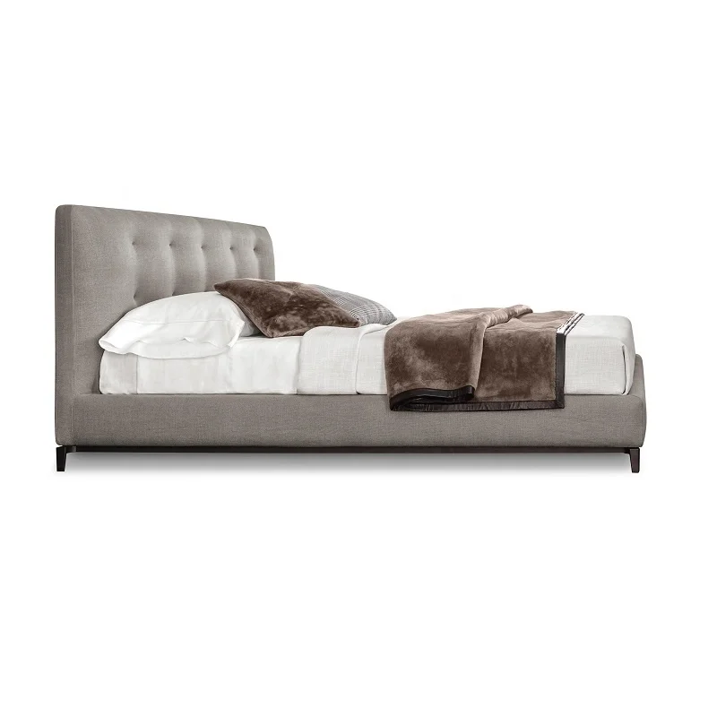Pull button high back designer tufted upholstered bed bedroom furniture divan bed design low bed