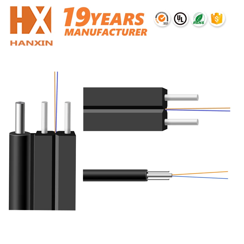 2 core G657 Оптическое волокно FTTH открытый ответвительный кабель