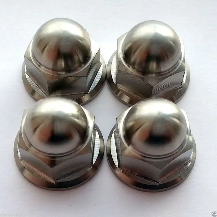 FLANGE Dome Nut M6 M8 GR5 Titanium for Yamaha Motorcycle Din 1587,DIN1587 Polished GR2,GR5 100PCS CN;SHA Metric 1.25 LHTI CNC