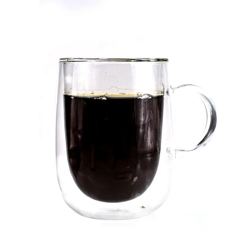 Double Wall Borosilicate Heated Handmade Glass With 304 Filter Coffee Tea Mug