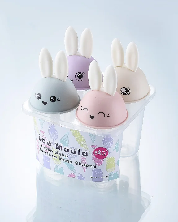 
Custom Shape summer hot sale 6 sets cute animal rabbit pp plastic Popsicle ice cream mold 