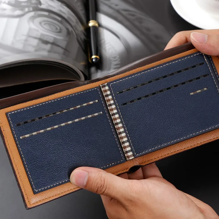 2021 Vintage Men Wallet PU Leather Brand Luxury Wallets Short Holder Clip Credit Card Money Bag
