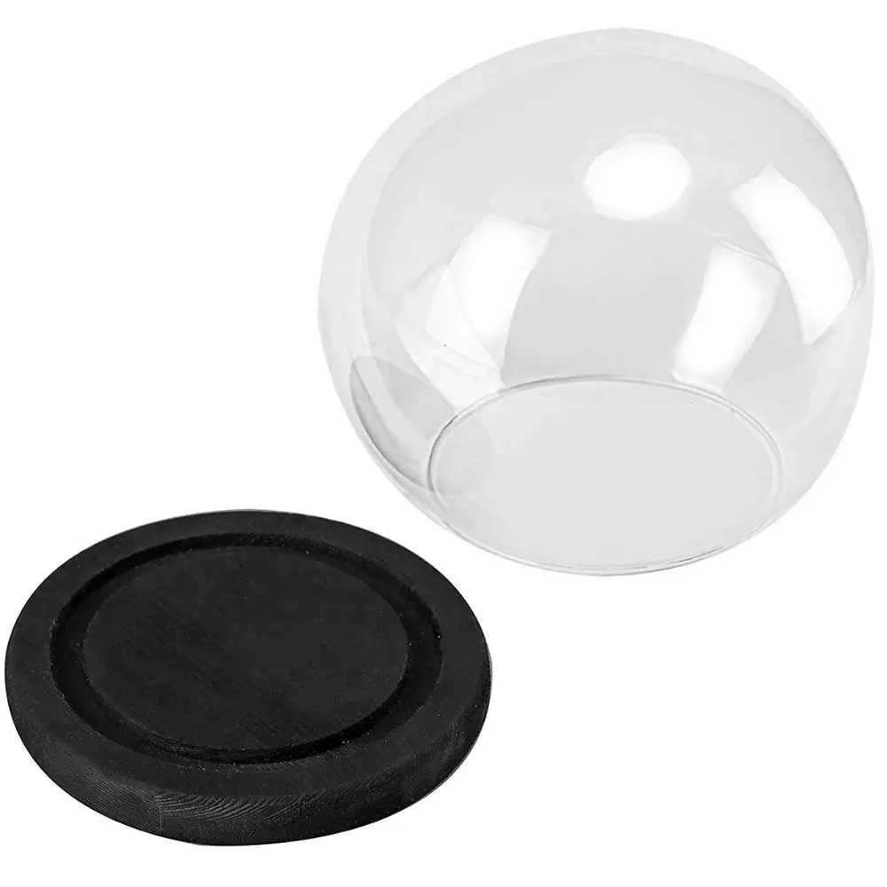 
Custom black base Glass mini diy empty snow globe 