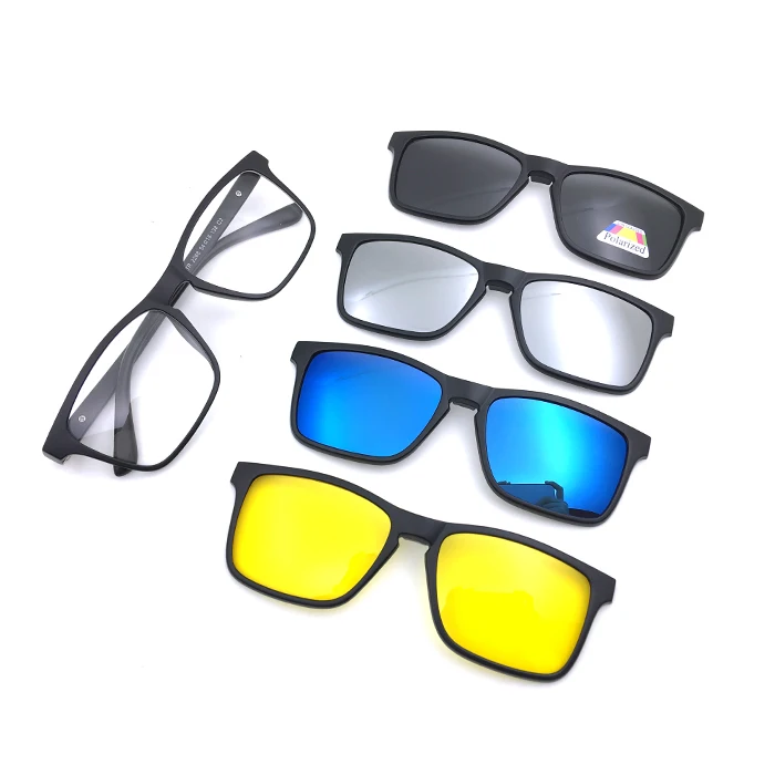 5 in 1 polarized sunglasses with magnetic clip TR 90 eyewear frame polarized magic night vision glasses