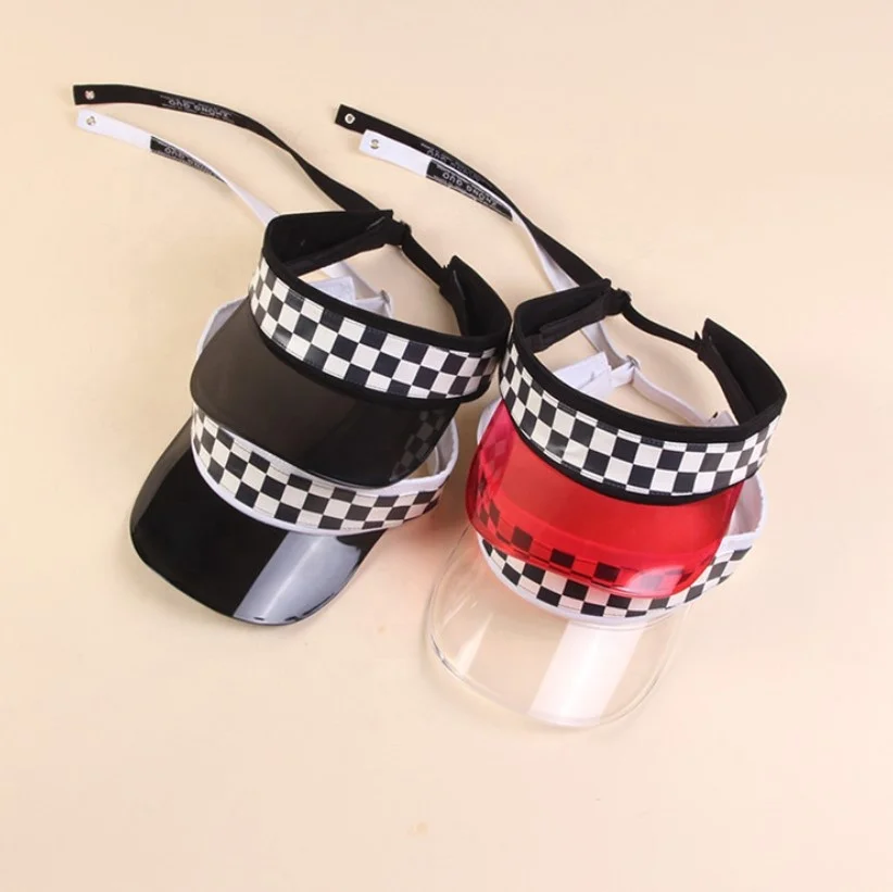 custom quality logo summer headwear transparent PVC plastic sun visor cap hat cap with transparent visor