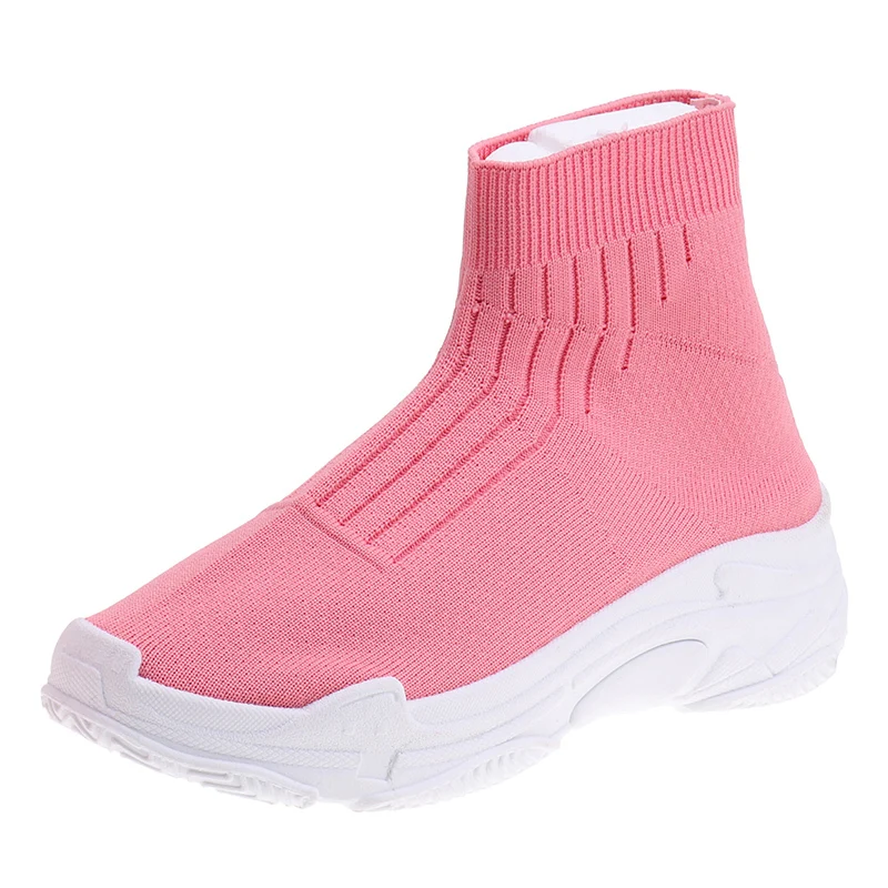 
Factory High Quality Casual Designer Flying Knitted Fashion Sneakers women Running Sports Sock Shoes 