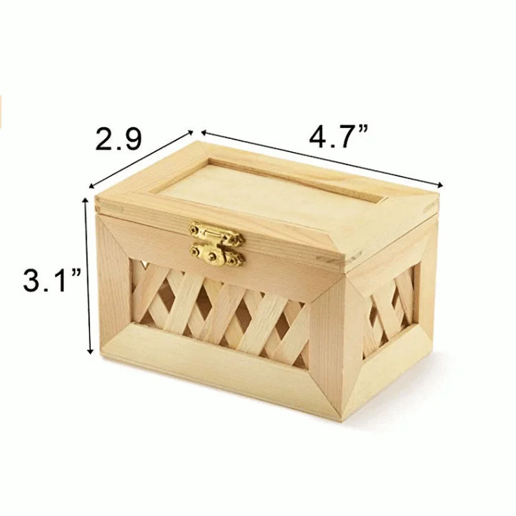 
Unfinished Nested Wood Trinket Box Wooden Jewelry Box With Hinged Lid and Clasp 
