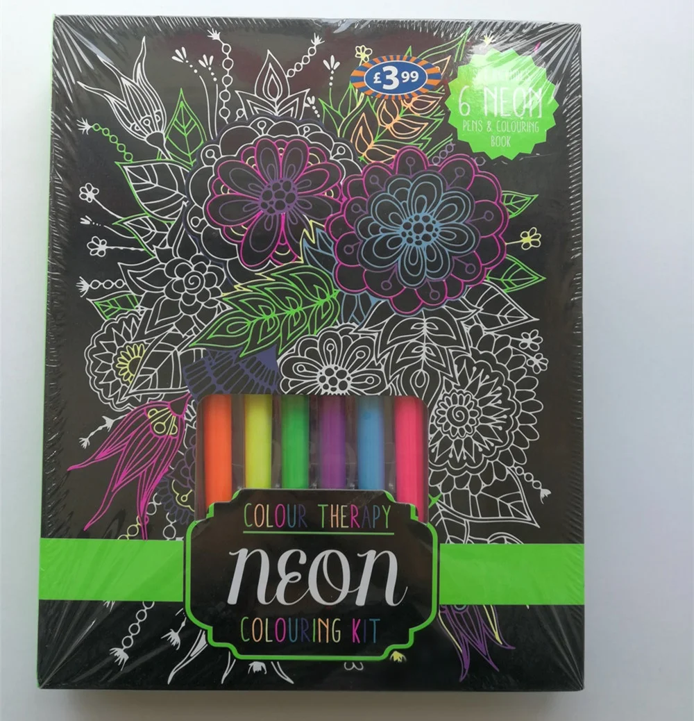 
6 шт DIY ремесло эскизов заполнения secret garden картины раскраски книга для рисования набор с неоновым звездным свечением, ручка  (60687836848)