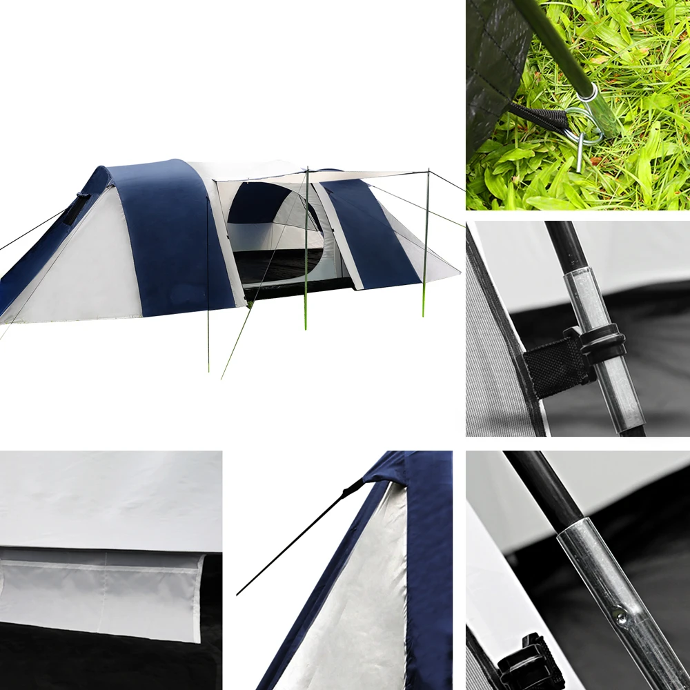 12 Person Canvas Dome Camping Tent  Navy  Grey
