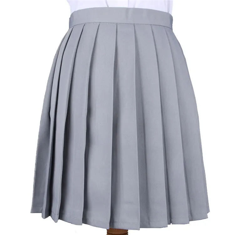 
Factory Direct Sale School Uniform Skirt High Waist Pleated Skirt JK Student Girls Solid Skirt 