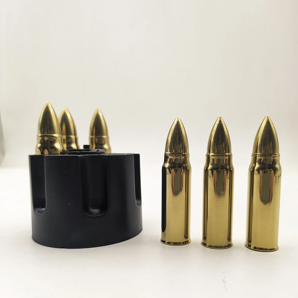 
Metal cooling stone frozen stainless steel bullet shaped whiskey stones gift set for men 