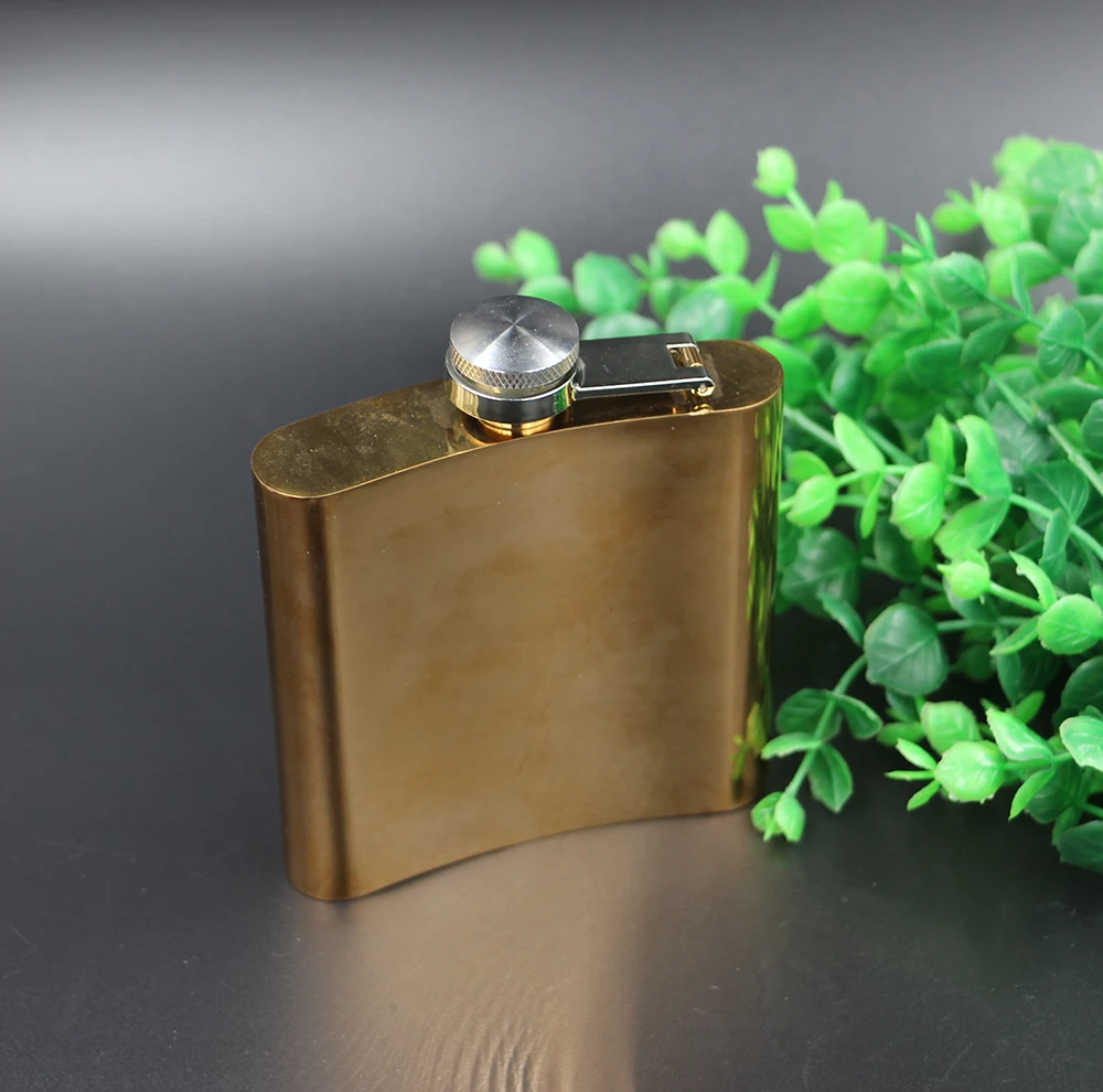 Copper-Plated 18/8 Stainless Steel 8ounce hip flask, 8oz Gold Pocket Flask Set,