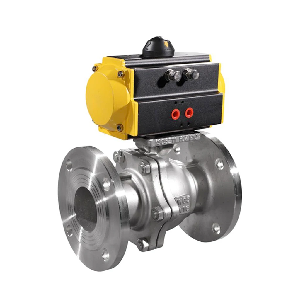 COVNA DN80 3 inch 2 Way Double Flange Type Remote Operated Stainless Steel Pneumatic Actuated Ball Valve