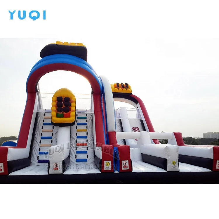 Outdoor Amusement Combo Inflatable Challenge Roller coaster Obstacle Course with Climbing and Slide for Sale