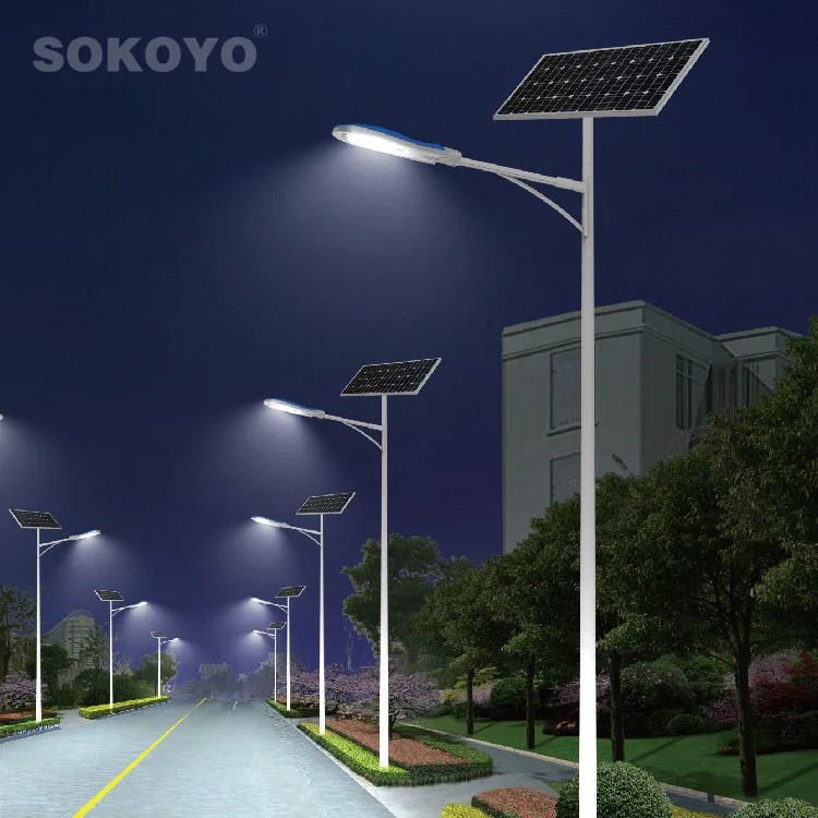 SOKOYO High Efficiency 8000 Lumen Outdoor Lampadaire Solaire 20 30 40 50 60 Watt LED Solar Street Light