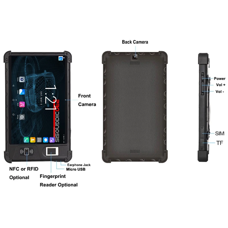 Android 3G 4G GPS WIFI NFC RFID 8 дюймов full hd экран Прочный планшетный ПК с считывателем отпечатков пальцев