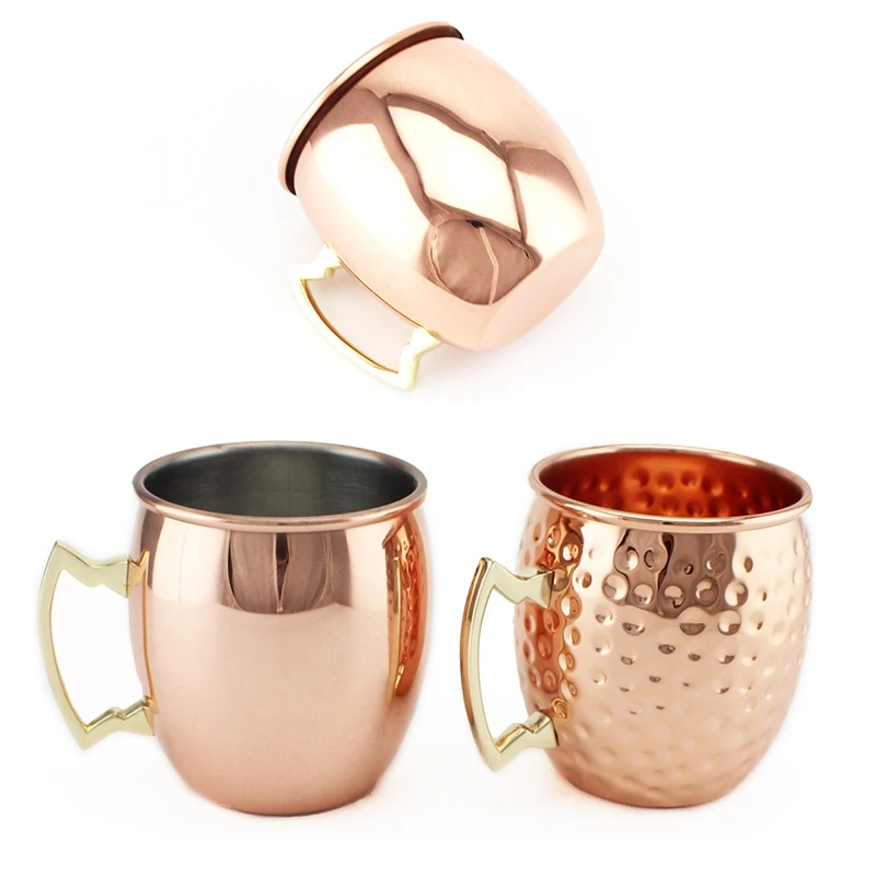 Stainless Steel Moscow Mule Mugs Mirror Polished Copper Cup Large Capacity Cocktail Beer Cup Rose Gold