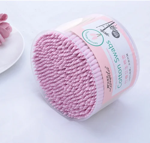 500pcs per box bamboo cotton swabs in round box