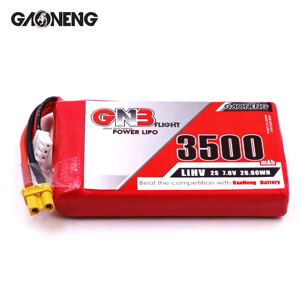 GNB GAONENG RC LiPo Battery 2S 3500mAh 7.6V HV for ACCST Taranis FrSky QX7 Transmitter TX RX XT30 connector