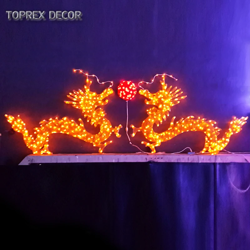 New Design New Year Dragon Boat Festival Decoration LED Dragon 3D Motif Light