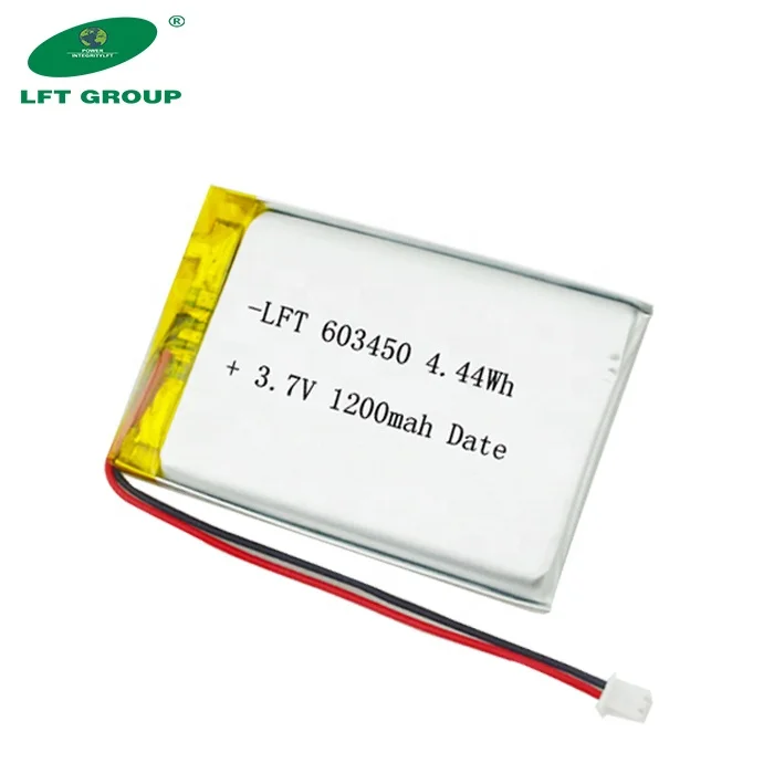LFT rechargeable battery li ion 603450 3.7v 7.4v 1200mah  4.44wh li-ion battery pack for GPS