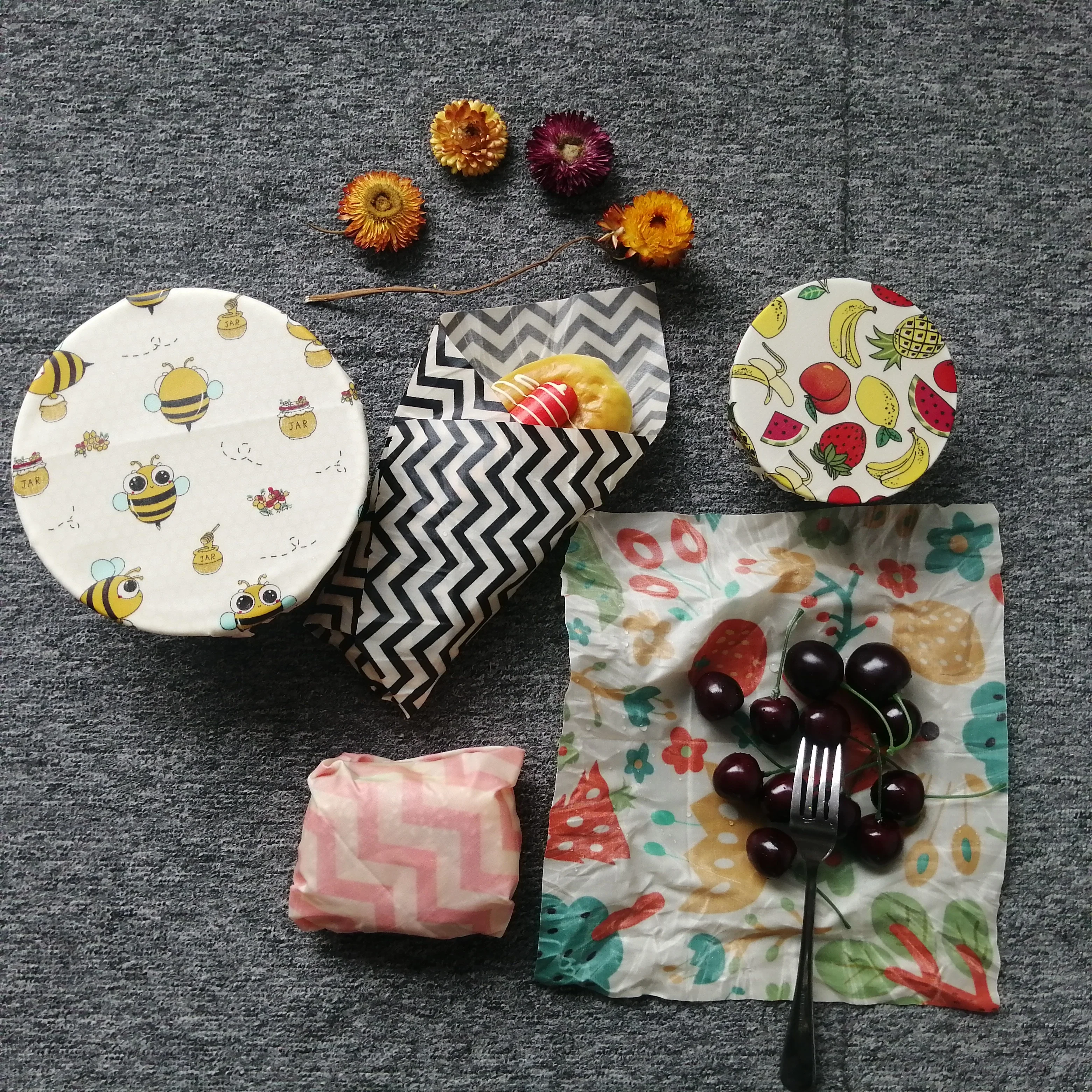 Sandwich Lunch Pack hot Selling Biodegradable Natural Organic Cotton Fabric Beeswax reusable Food bags