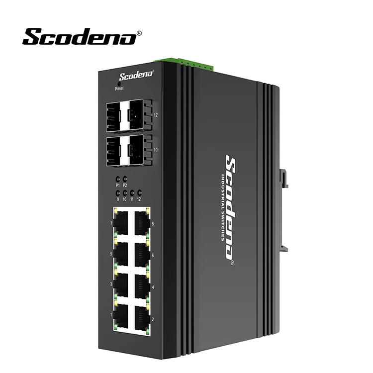 IP40 1000 Mbps 4 SFP with 8 Industrial Ethernet Switch ports