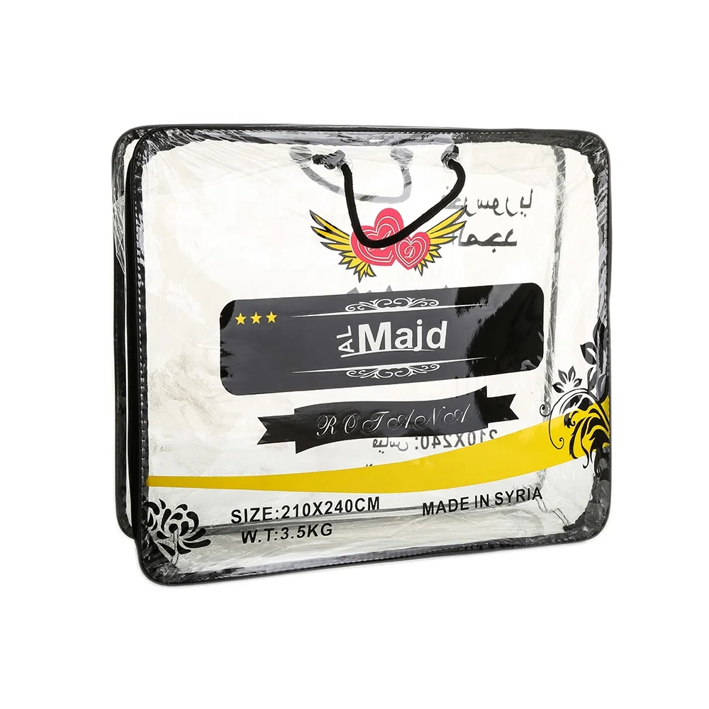 
Customized transparent plastic blanket bag bedding hand clear vinyl pvc zipper bag 
