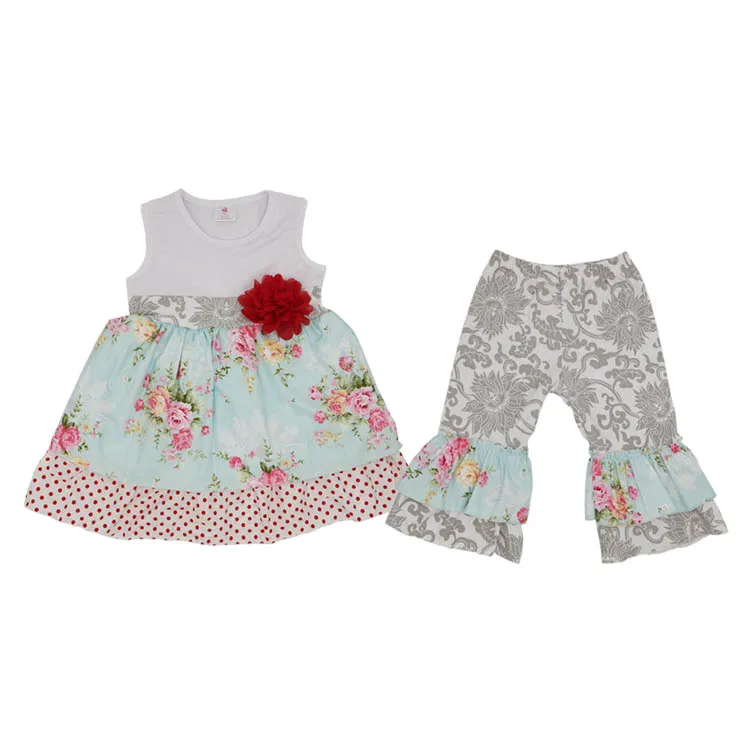 Children clothing sets india wholesale clothes pink ruffle top and flower pants 2022 spring  baby clothes sets