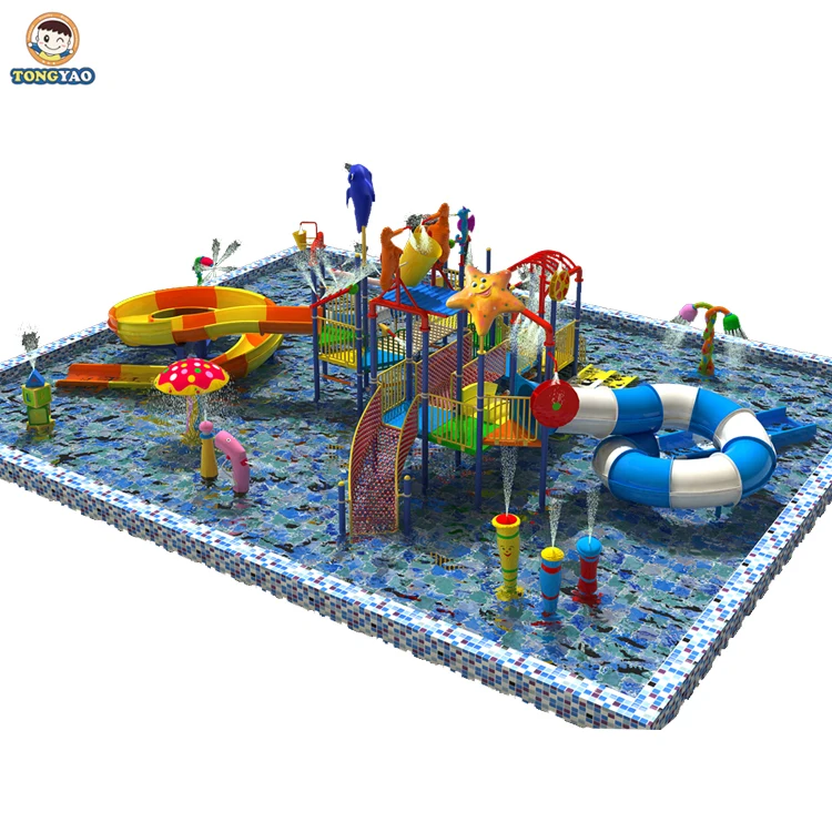 Outdoor playground Children Aqua Park Equipment Large Plastic slip slide tude fiberglass Water Park equipment