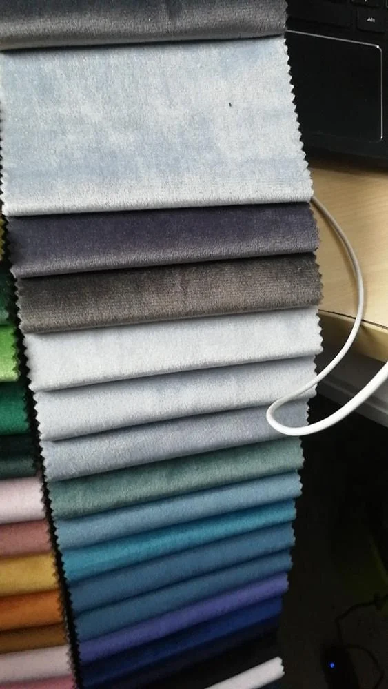 2019 Hot sale cheaper price soft 100% polyester warp knitted plain dyed holland velvet fabrics for sofa