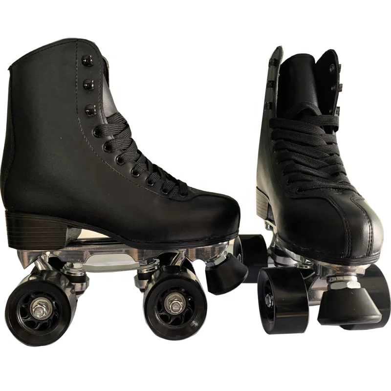 Custom high quality Synthetic leather vamp Roller rink rental high bounce PU wheel quad roller patines skates shoes