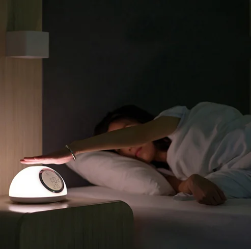 LED Display Temperature and Humidity Natural Light to Wake Up Alarm Clock