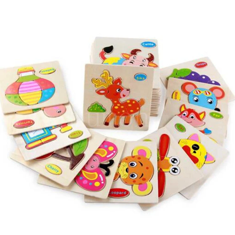 Wholesale Lower Price 3D Animal Shape Match Puzzle Kids Education Toys wooden puzzle Animal Board