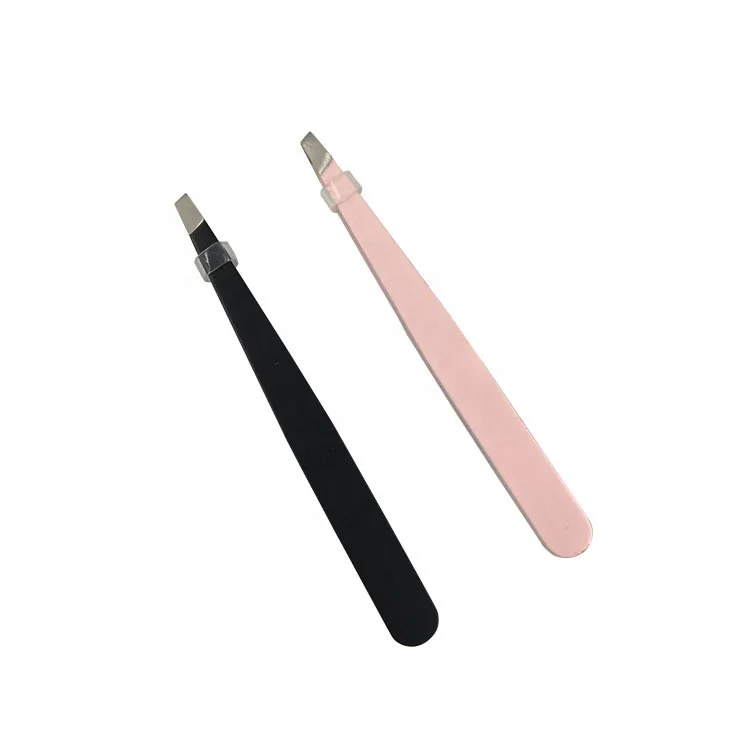 Wholesale Professional Stainless Steel Slant Tip Tweezer Make Up Eyebrow And Eyelash Hair Removal Tool