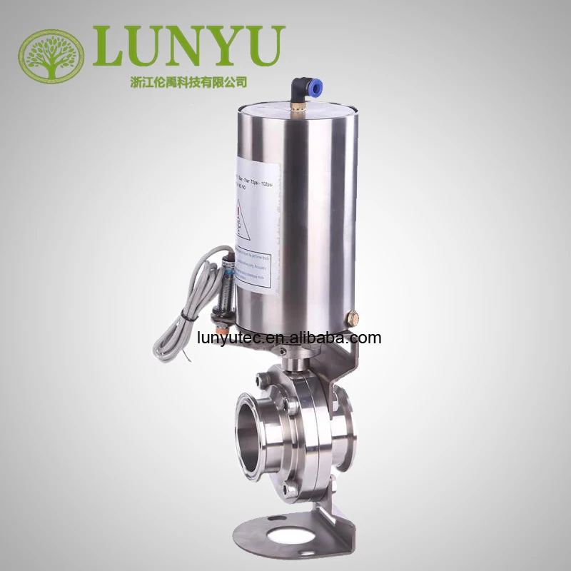 
Stainless Steel Sanitary Pneumatic Butterfly Valve with Position Sensor 