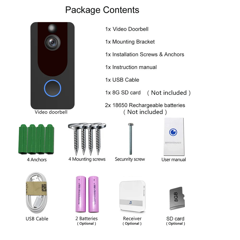Easy to buy Video Doorbell Powered by Livehome Accurate motion detection by Smart PIR Sensor 2-way audio communication Doorbell