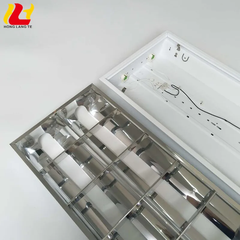 Hot Selling Recessed Mounted Protective Mini 300x1200mm 3x18w Aluminum Iron T8 Fluorescent Office Grille Fixture Ceiling Lamp