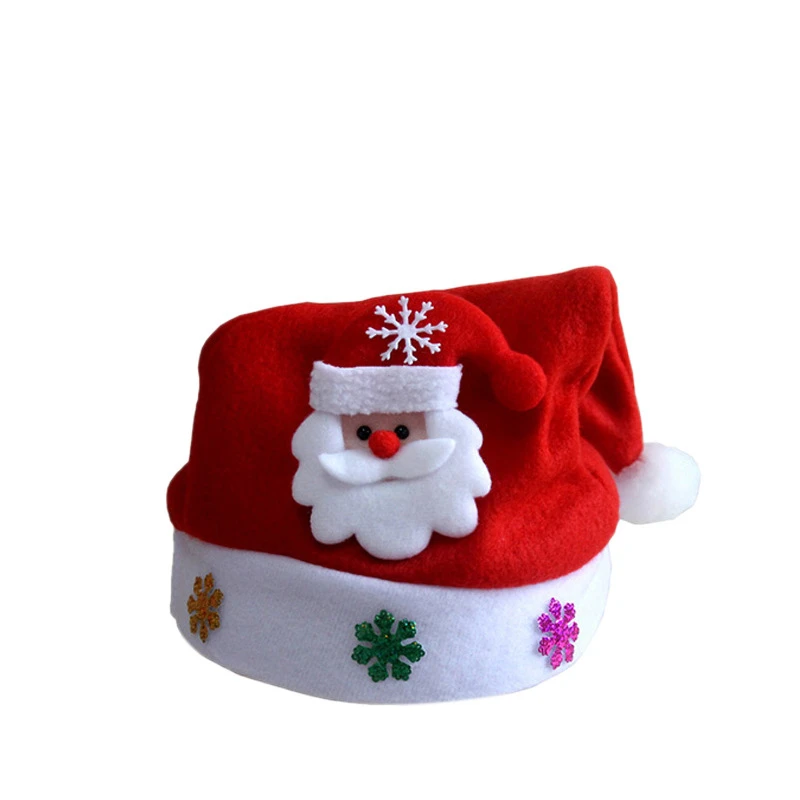 Oemtailor Non woven fabric hat Santa claus face snowman cap Christmas hat with decoration Xmas hat for Christmas and party