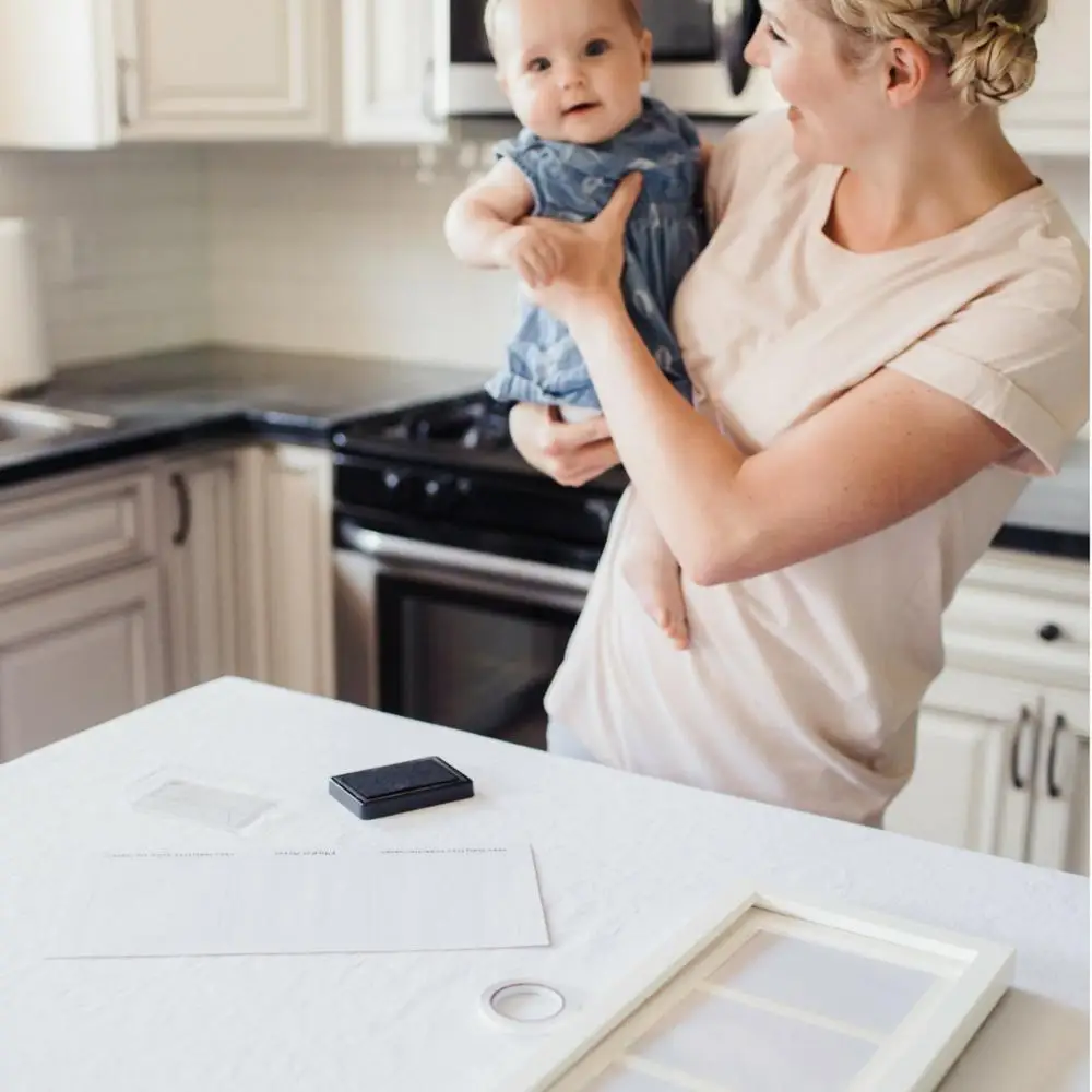 
Newborn Baby Handprint Footprint Photo Frame Kit For Gifts Wooden Home Decor 