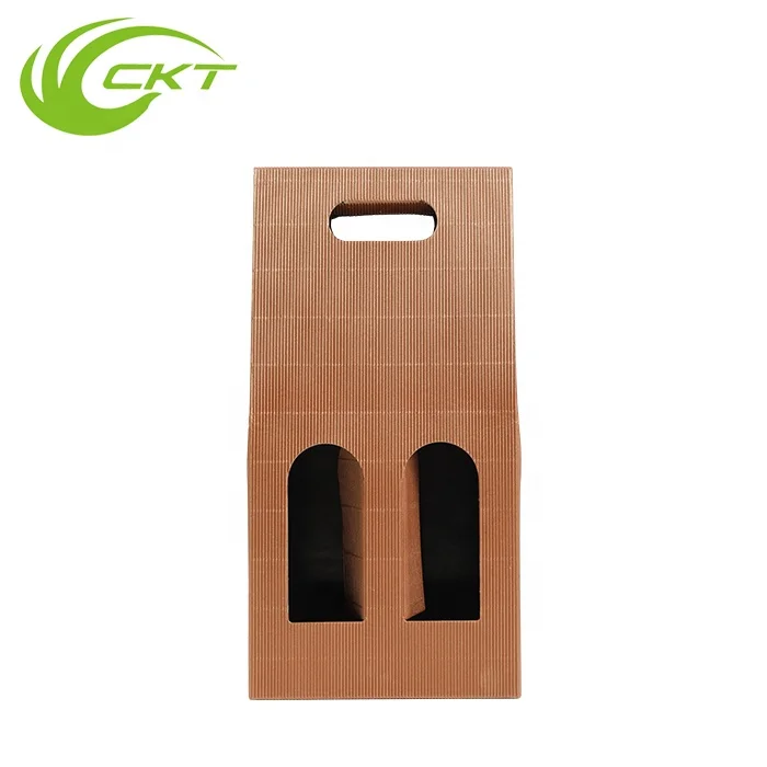 Corrugated Cardboard Brown Kraft Paper Packaging 2 And 6 Pack Bottle Wine Box Bag Holder