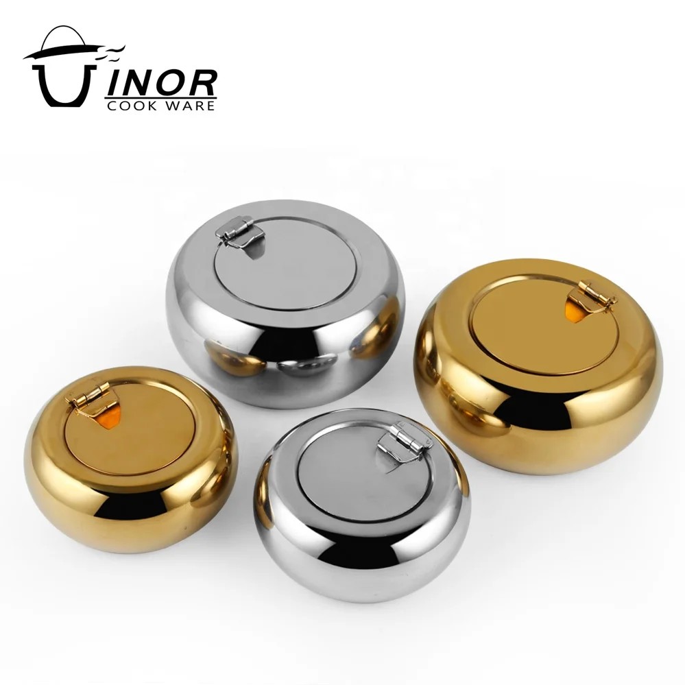 custom large capacity metal ashtray with cigarette holder position