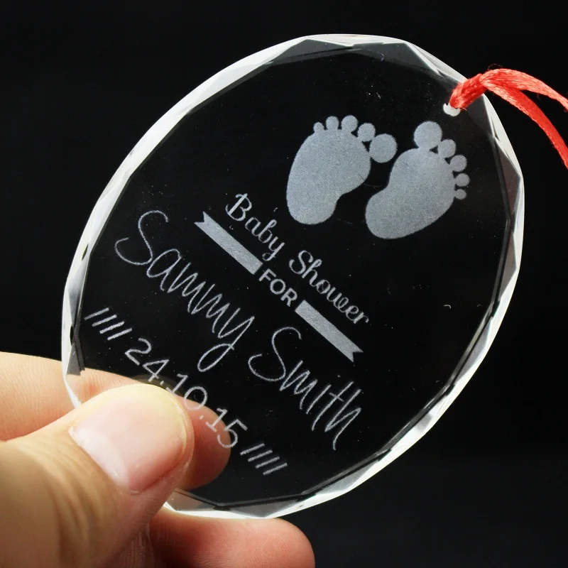 Popular Crystal Baby Shower Party Favors Glass Baby Footprint For Born Souvenirs